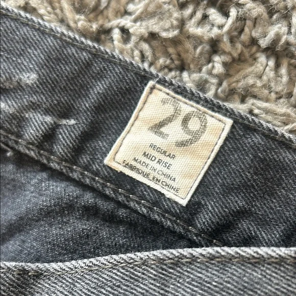 Free People Regular Mid Rise Black Raw Hem Cropped Button Fly Jeans Size 29 - Picture 8 of 10